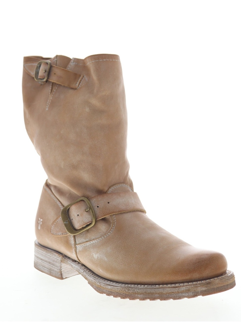 Frye Veronica Short 70326 Womens Brown Leather Adjustable Strap Engineer Boots